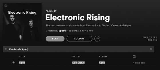 Dan McKie Electronic Rising Spotify Playlist Techno